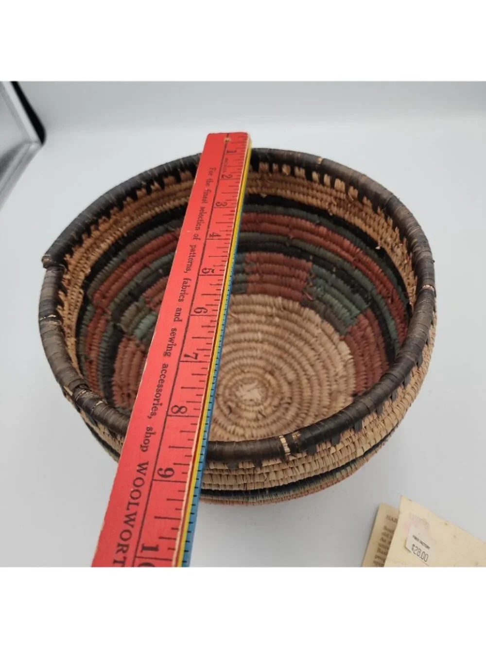 VINTAGE GRASS WOVEN COLORFUL Harvest BASKET Southwest 8.5x6